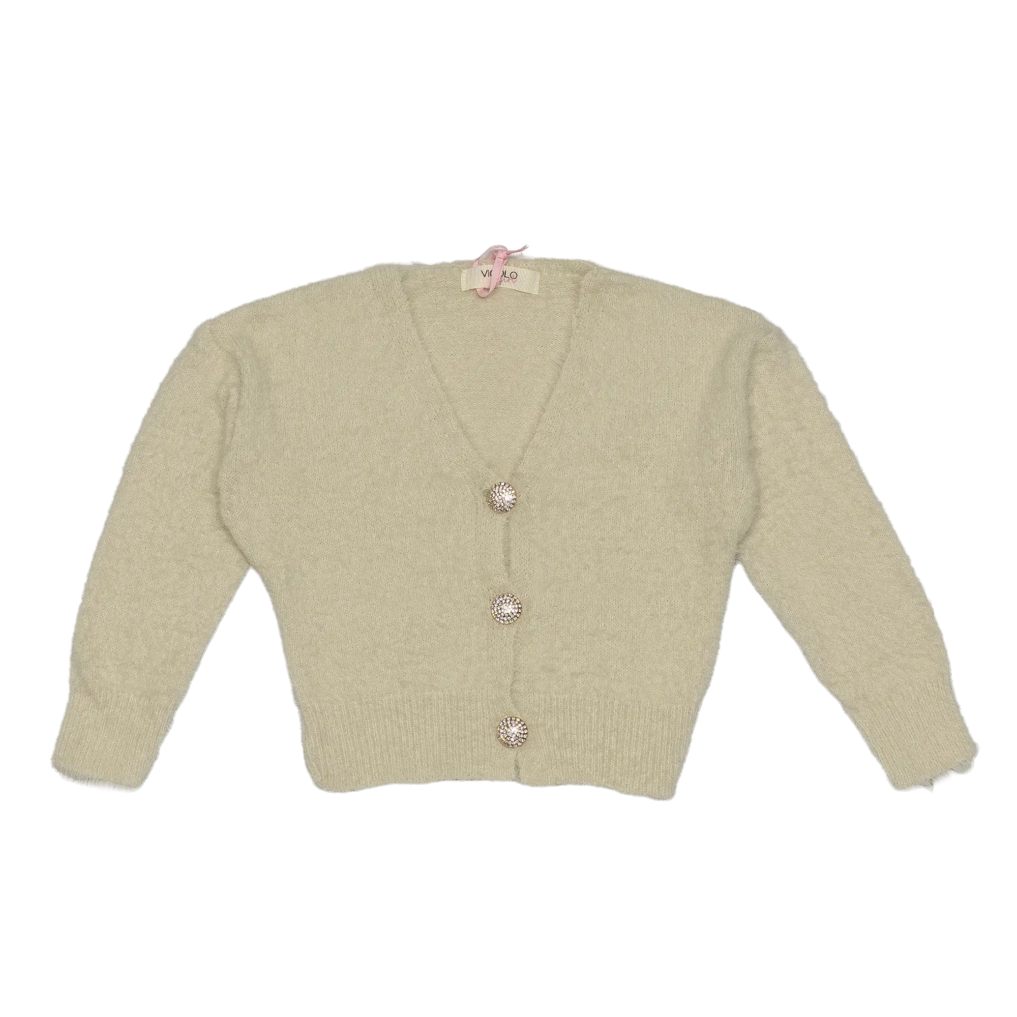 cardigan con bottone gioiello