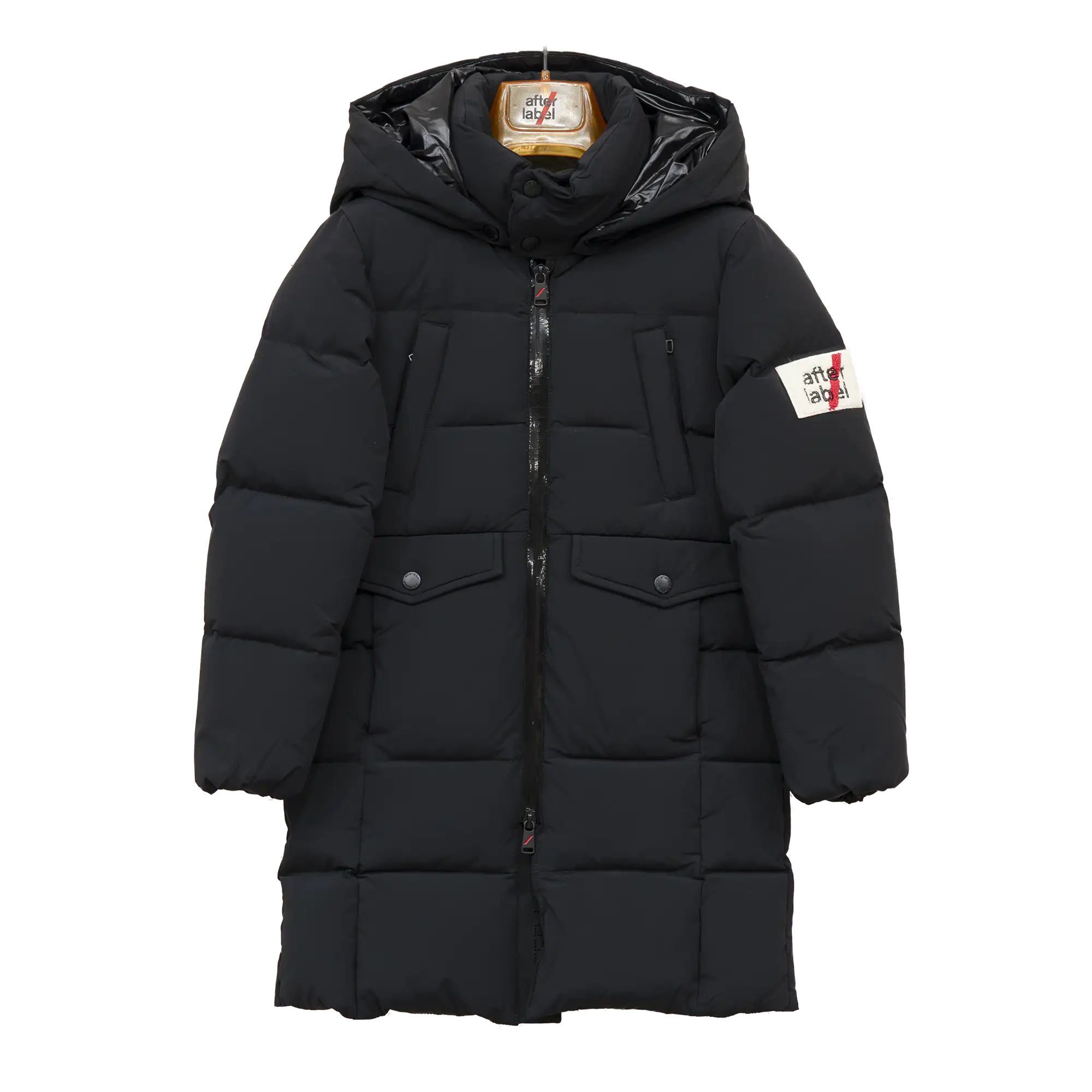 piumino lungo con cappuccio