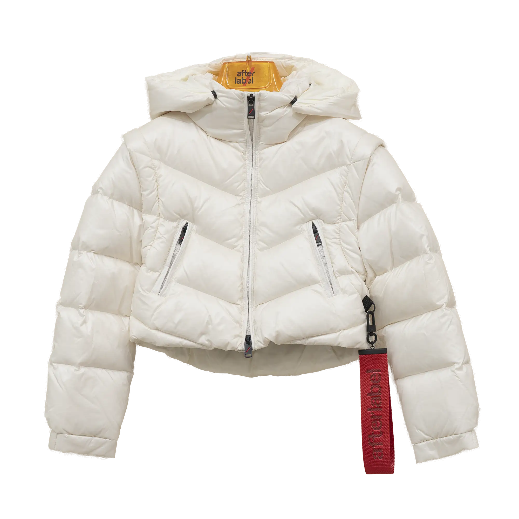 piumino bianco con le maniche staccabili