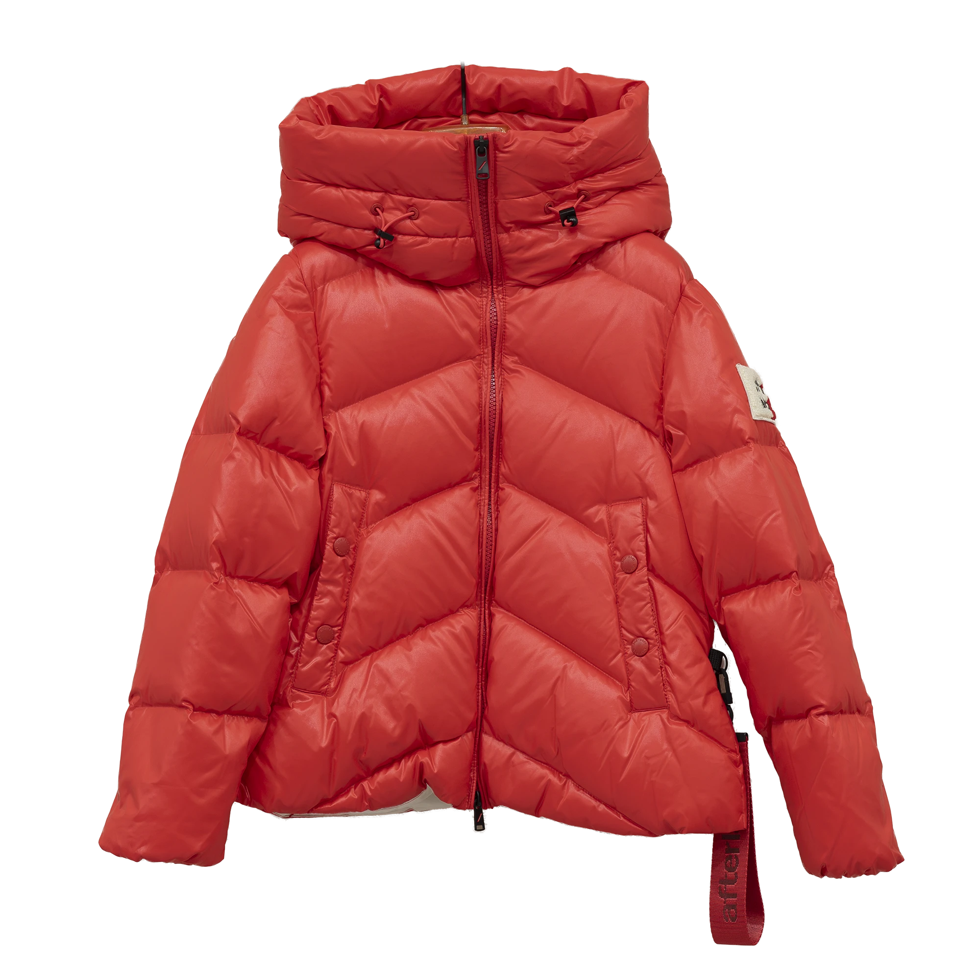 piumino con cappuccio colore rosso