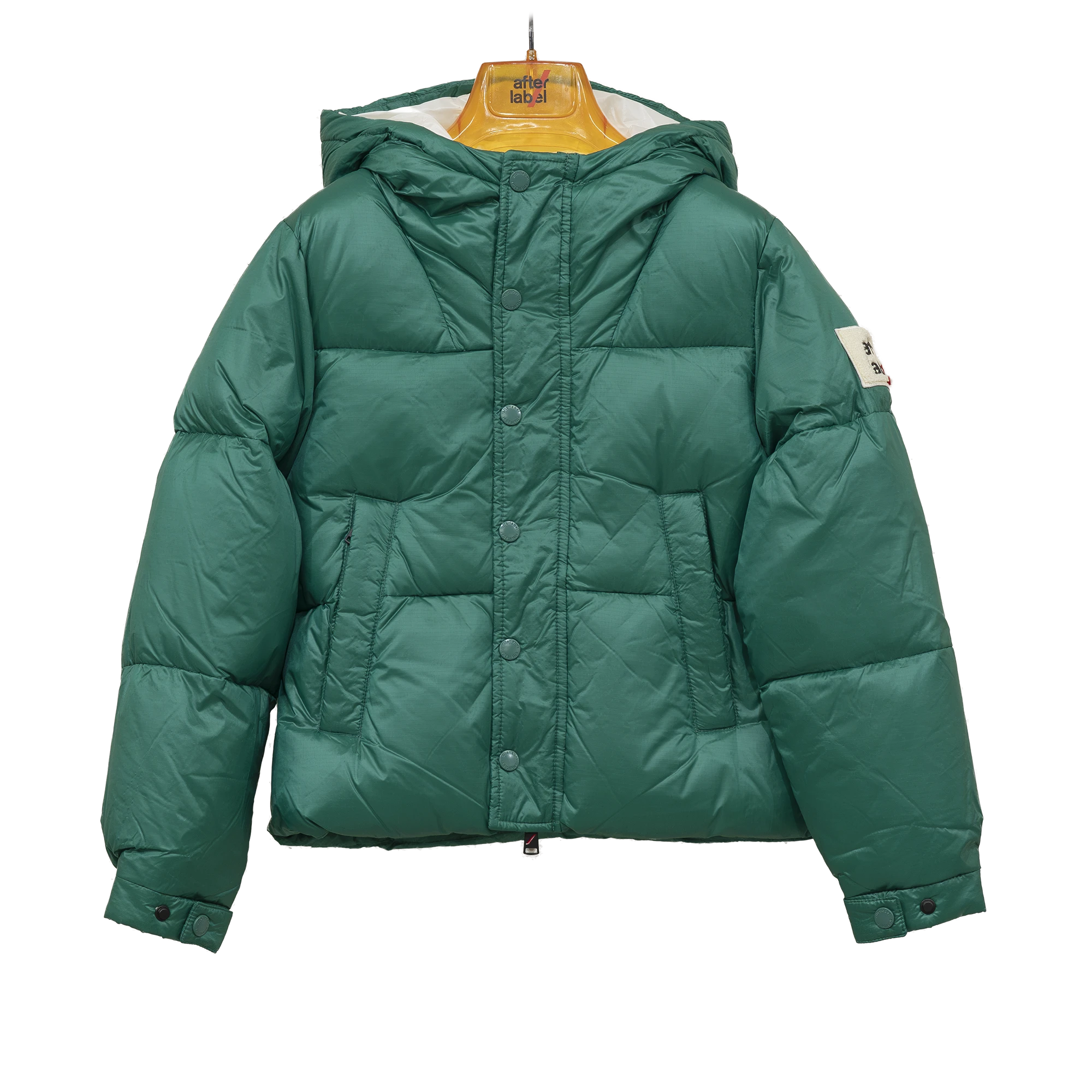 piumino con cappuccio verde